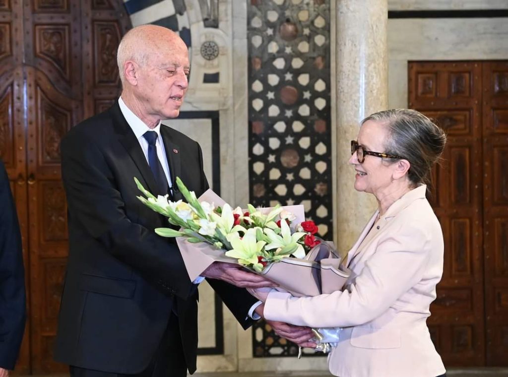 Tunisian President Kais Saied and Prime Minister Najla Bouden