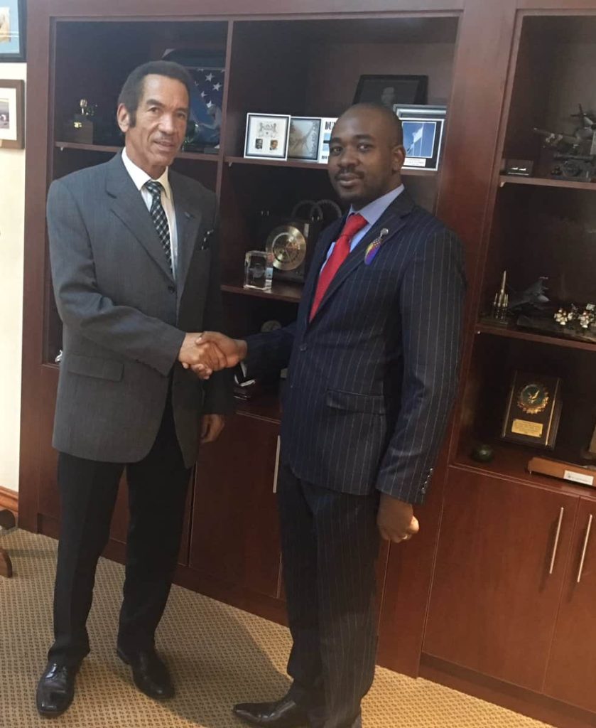 Botswana ex president Ian Khama and Zimbabwean opposition leader Nelson Chamisa